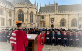 Outdoors graduation ceremony